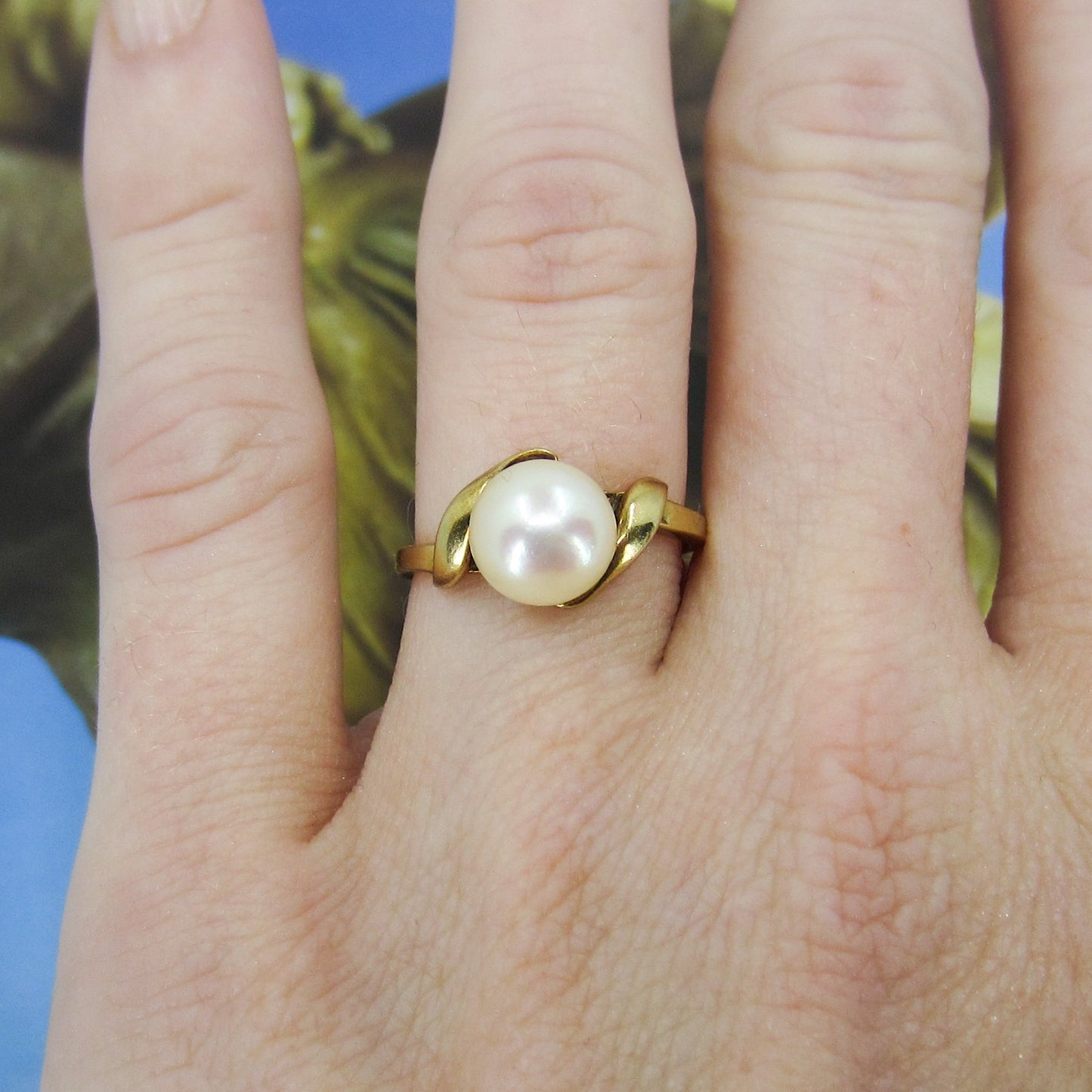 Mid-Century Mikimoto Pearl Ring 14k c. 1960