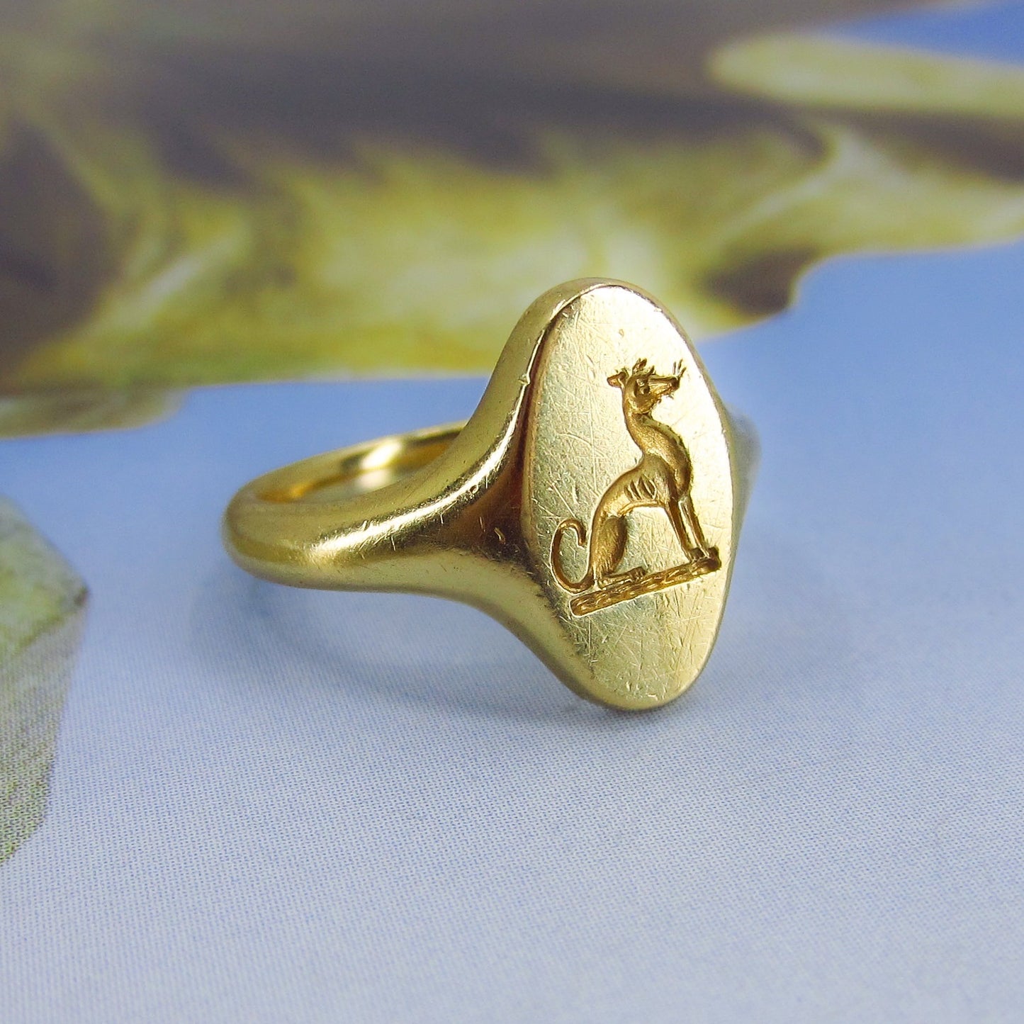 SOLD--Victorian Dog Signet Ring 18k c. 1880