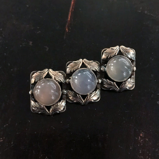 SOLD--Mid-Century Moonstone Brooch Sterling, Bjorklund Brothers, Denmark c. 1950