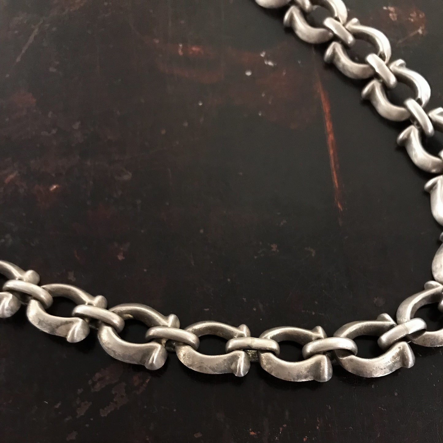 SOLD--Vintage Heavy Omega Link Chain Necklace Sterling, Mexico c. 1970