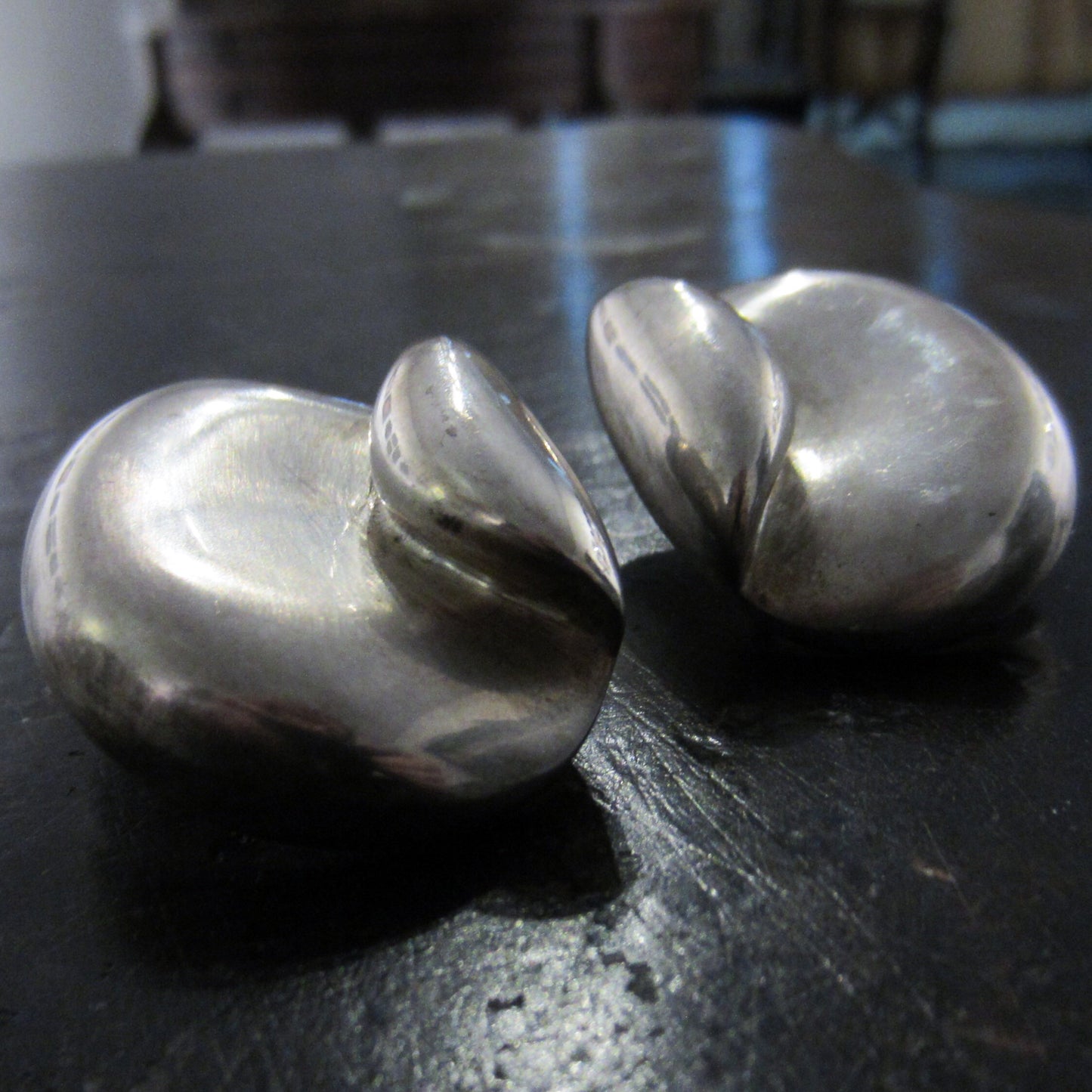 SOLD--Large Modernist Takashi Wada Earrings Sterling c. 1975