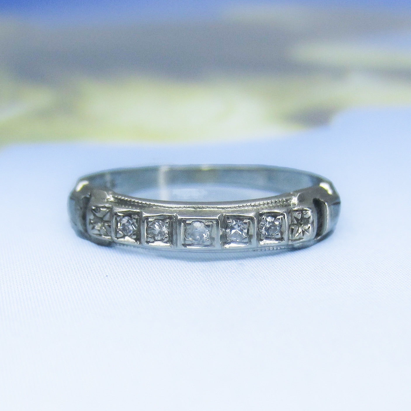 SOLD--Art Deco Diamond Band 18k c. 1930