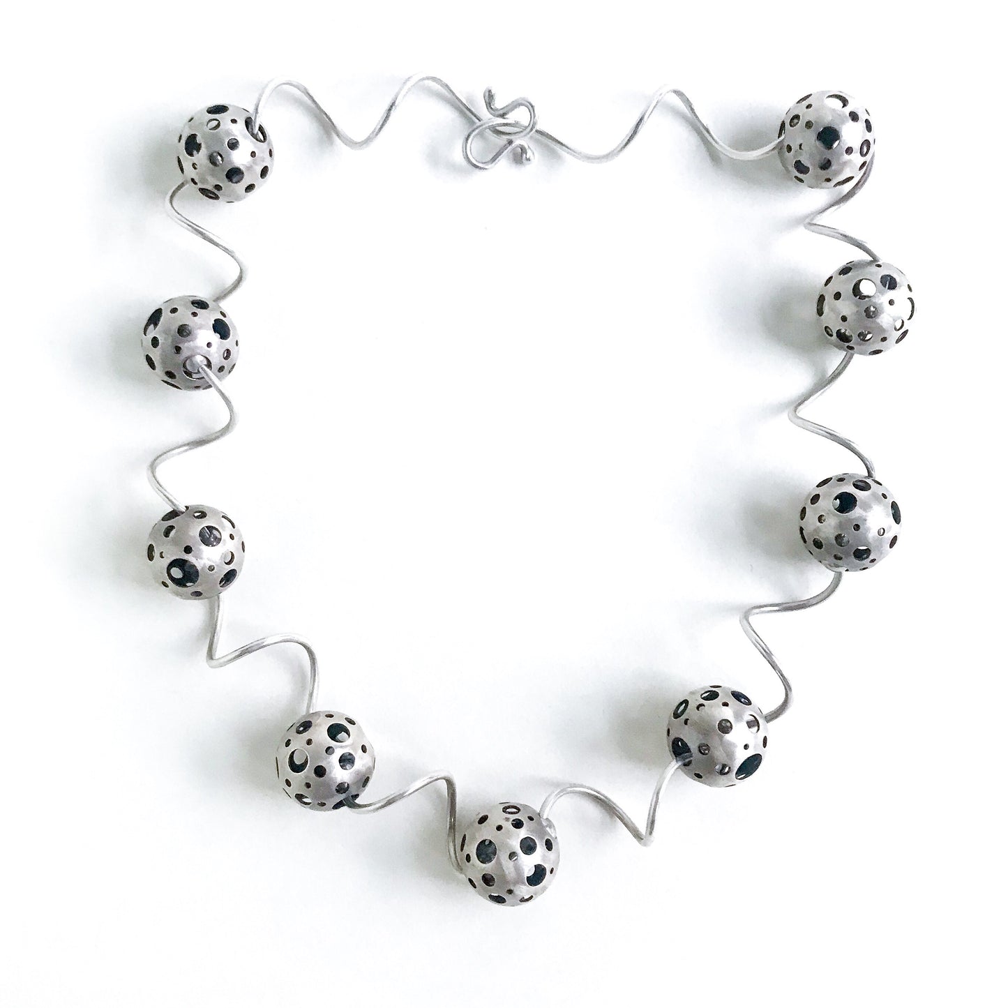 SOLD Post Modern Polka Dot Orbs Necklace Sterling c. 1990