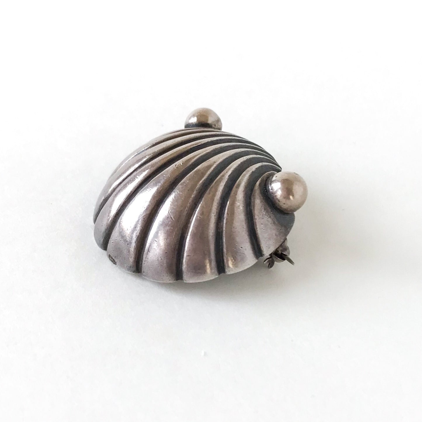 SOLD--Vintage Mid-Century Shell Brooch Sterling, Rafael Dominguez, Taxco c. 1950