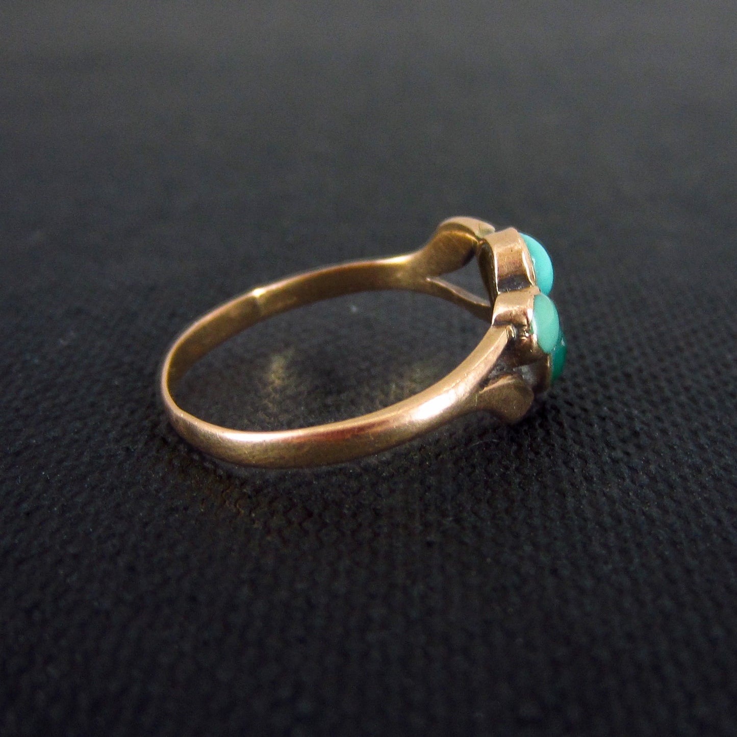 SOLD--Victorian Turquoise Flower Ring 14k c. 1890