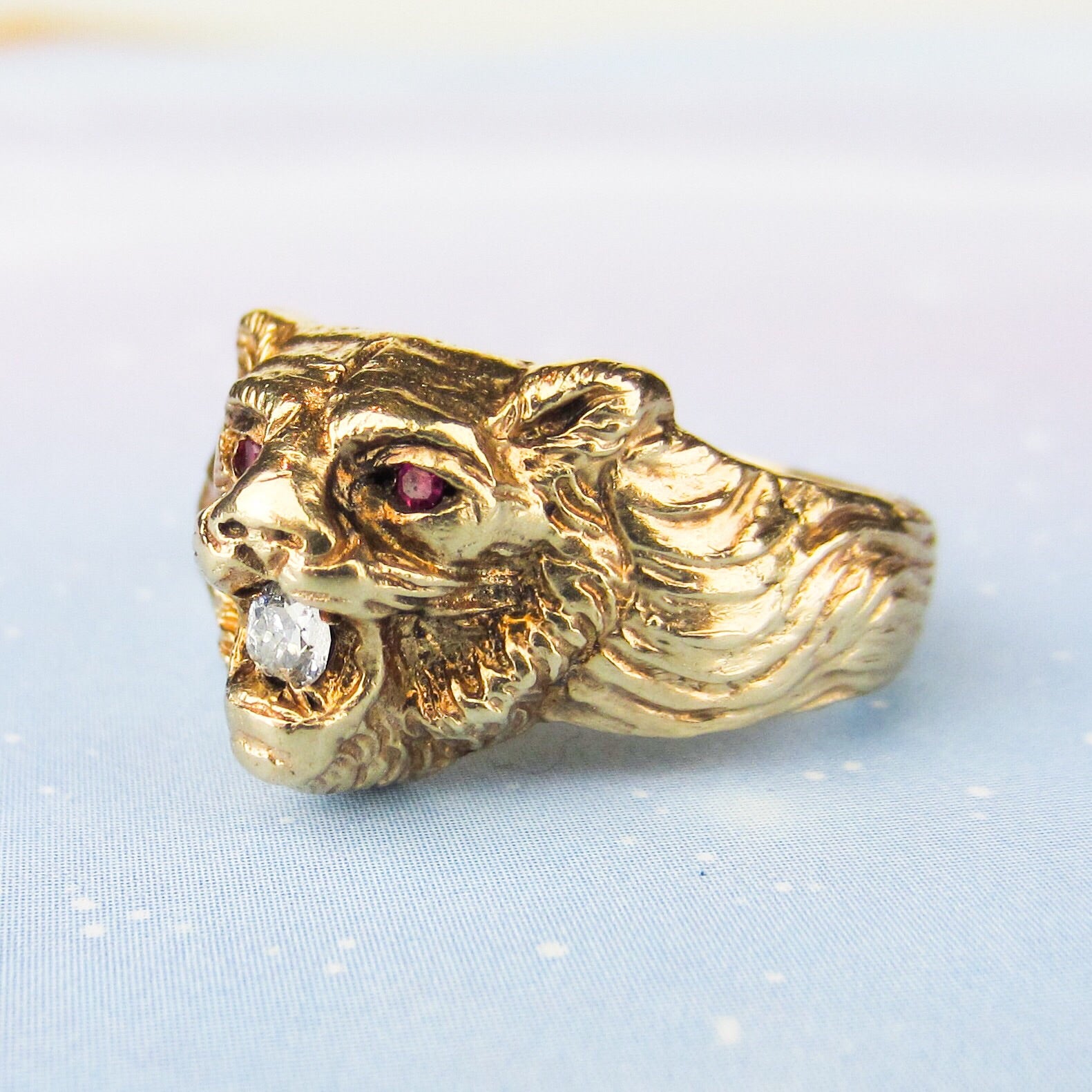 Lion ring with hot sale ruby eyes