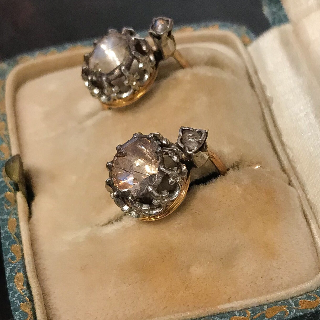 Antique Rose Cut Diamond Earrings Silver/Platinum/14k