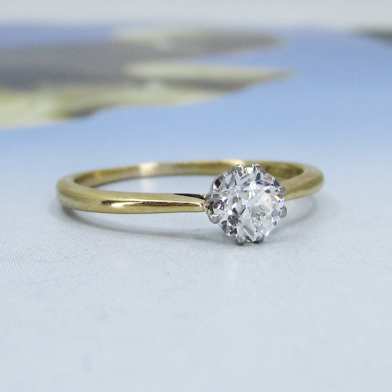SOLD--Edwardian Old European .53ct Diamond Engagement Ring Plat/18k c. 1910