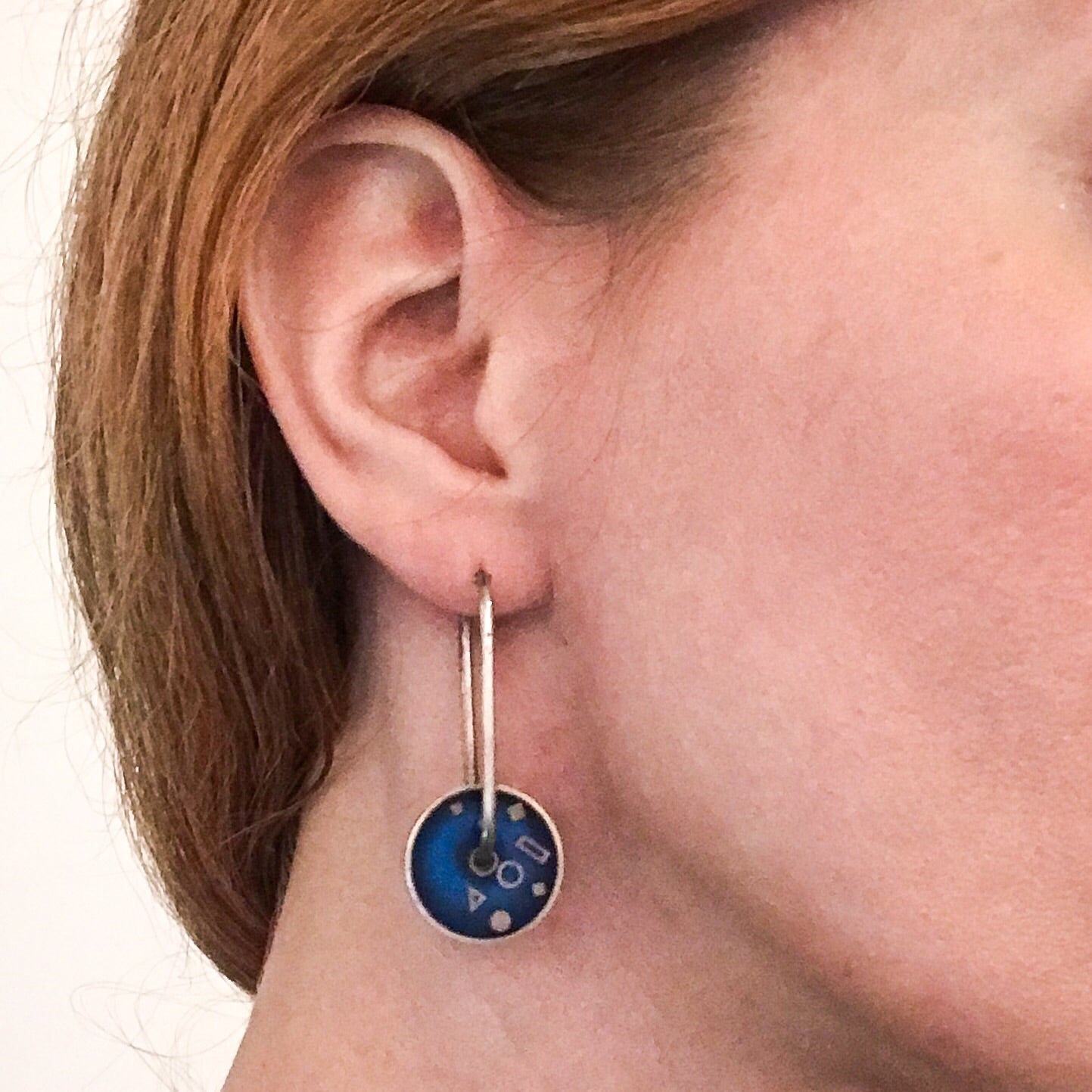 SOLD--Post-Modern Geometric Disc Earrings Sterling c. 1990