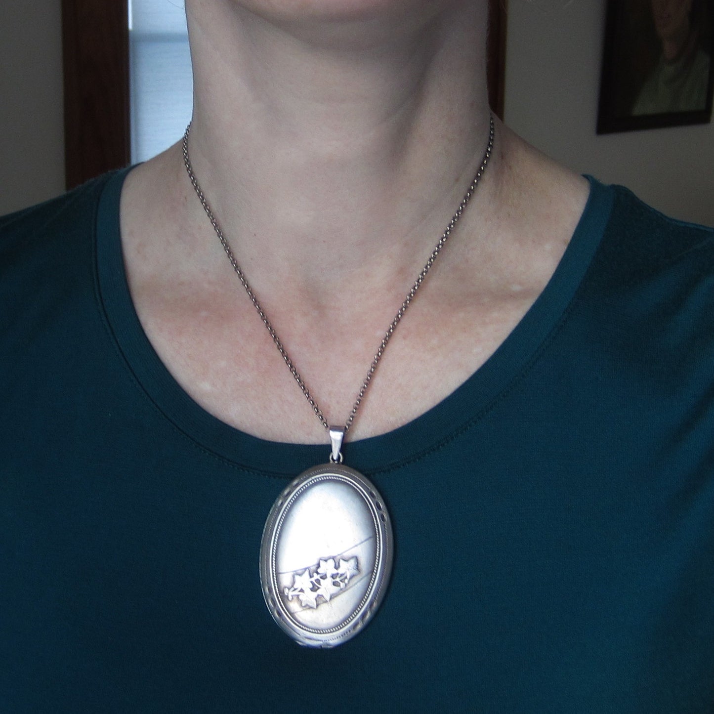 SOLD--Large Jugendstil Locket 800 Silver, Germany c. 1890