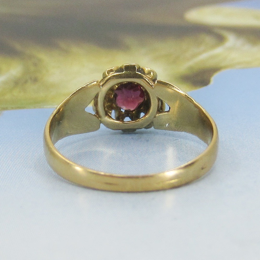 SOLD-Victorian Garnet Ring 14k c. 1880