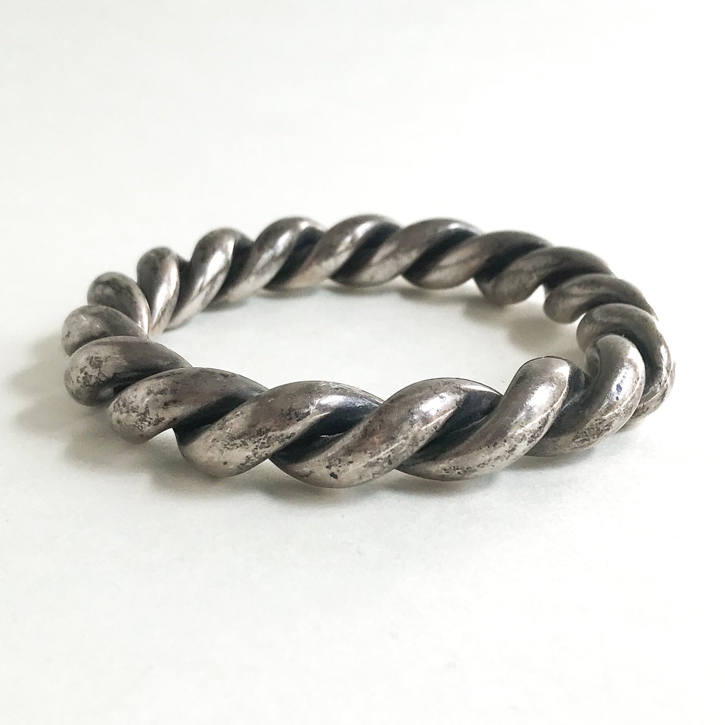 SOLD-Vintage Chunky Twist Bangle Sterling c. 1980