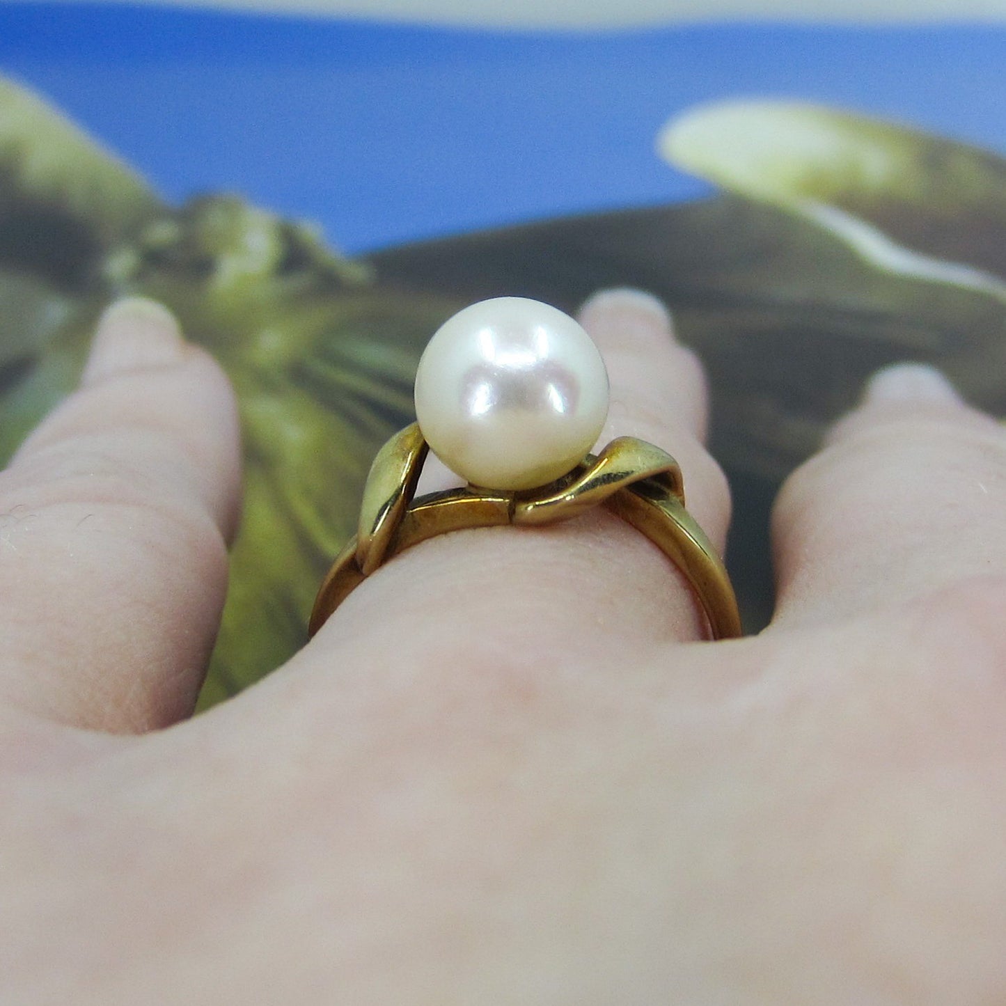 Mid-Century Mikimoto Pearl Ring 14k c. 1960