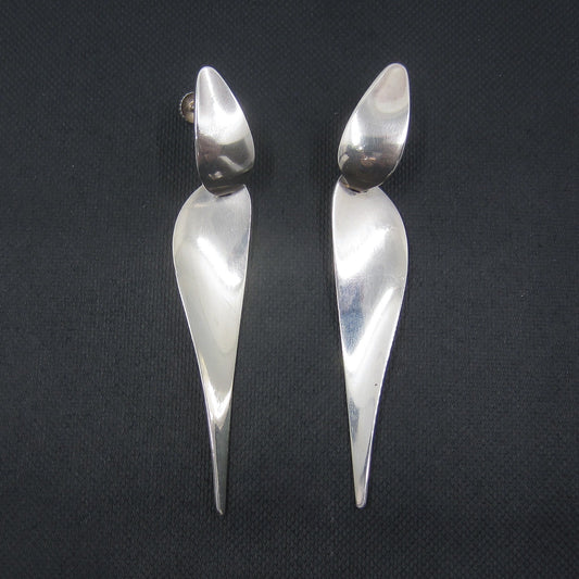 SOLD--MidCentury Nanna Ditzel for Georg Jensen Earrings Sterling, #128 c. 1970