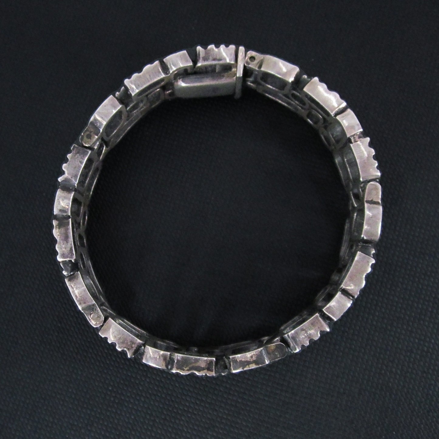 SOLD-Brutalist Textured Rectangles Bracelet 835 Silver c. 1960