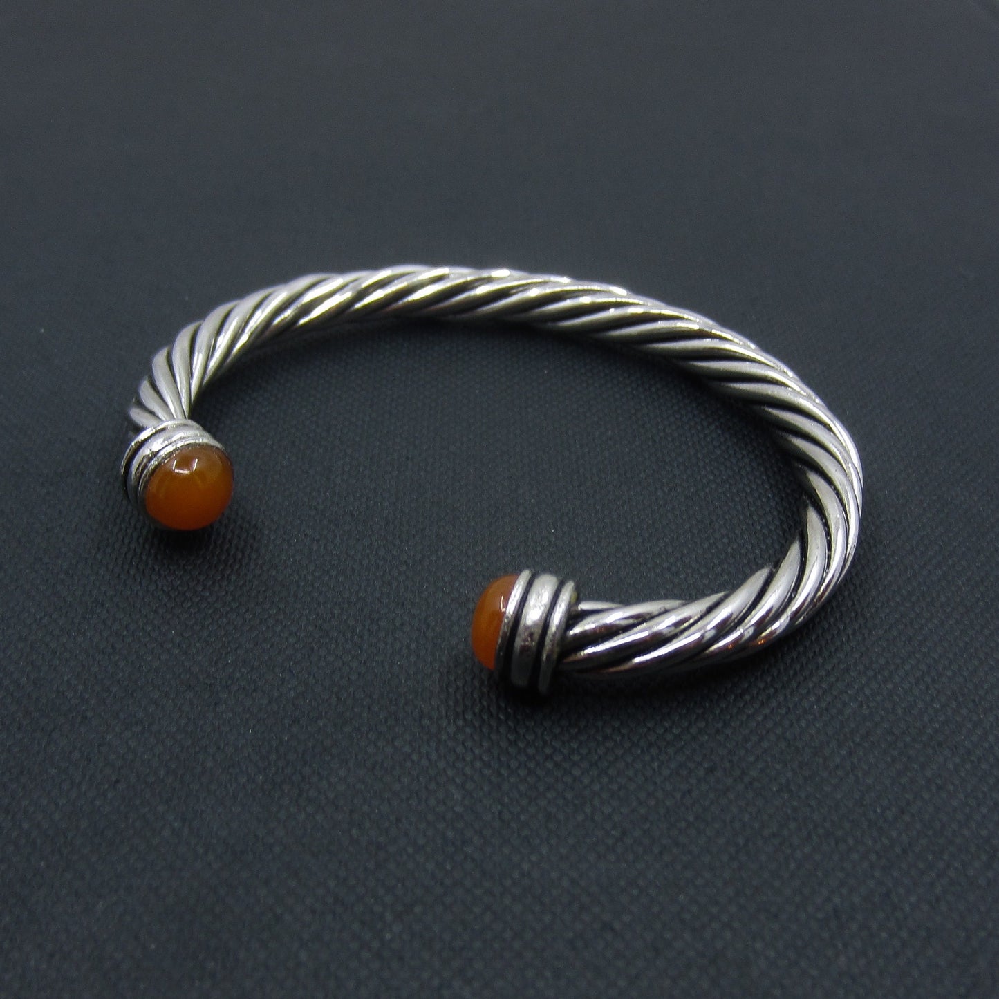 Vintage Carnelian Terminal Twist Cuff Sterling c. 1990