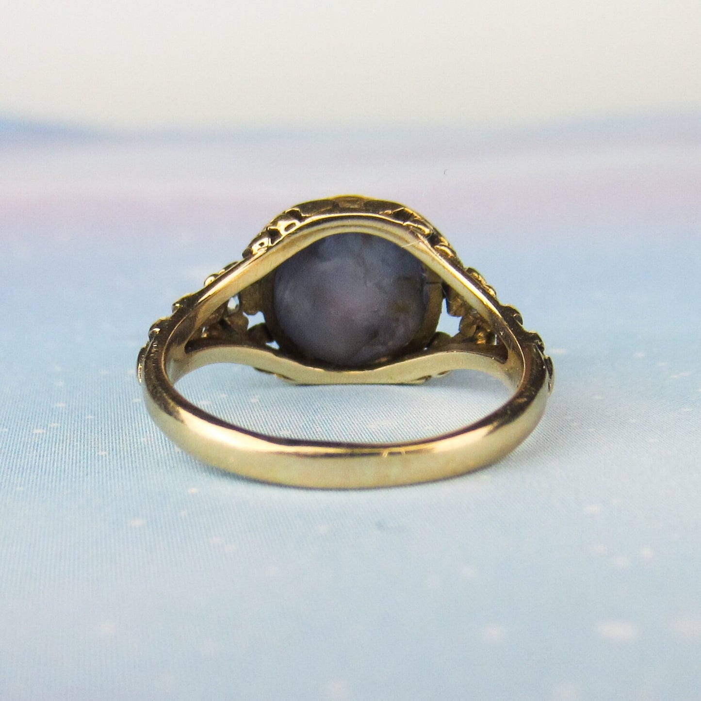 SOLD--Arts & Crafts Edward Oakes Star Sapphire and Diamond Ring 18k c. 1920