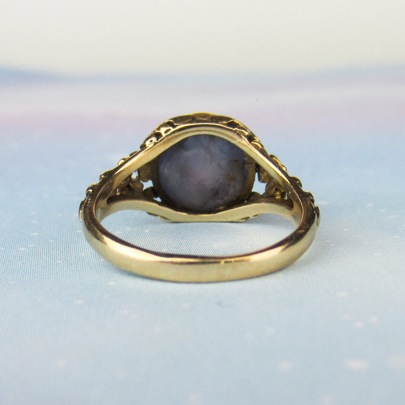 Sold--arts & Crafts Edward Oakes Star Sapphire And Diamond Ring 18k C 