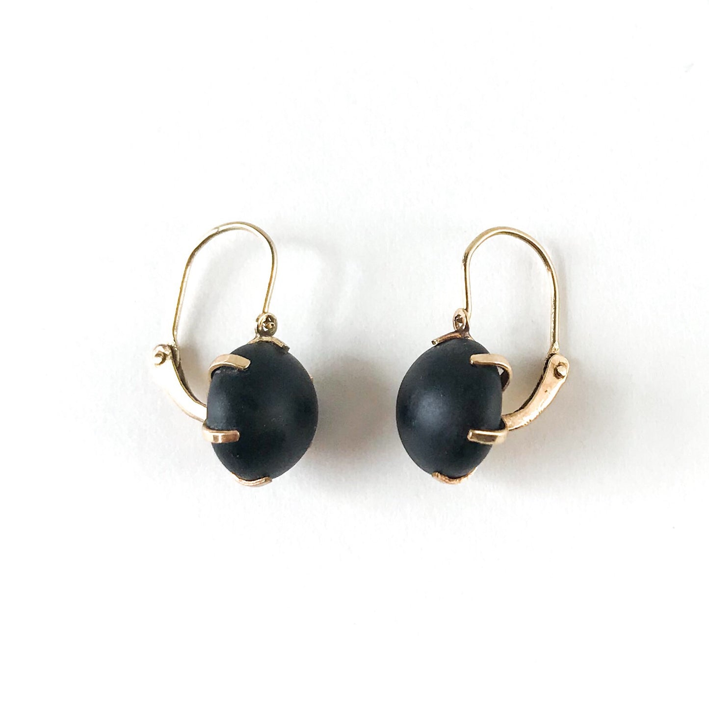 SOLD-Victorian Onyx Drop Earrings 14k c. 1890