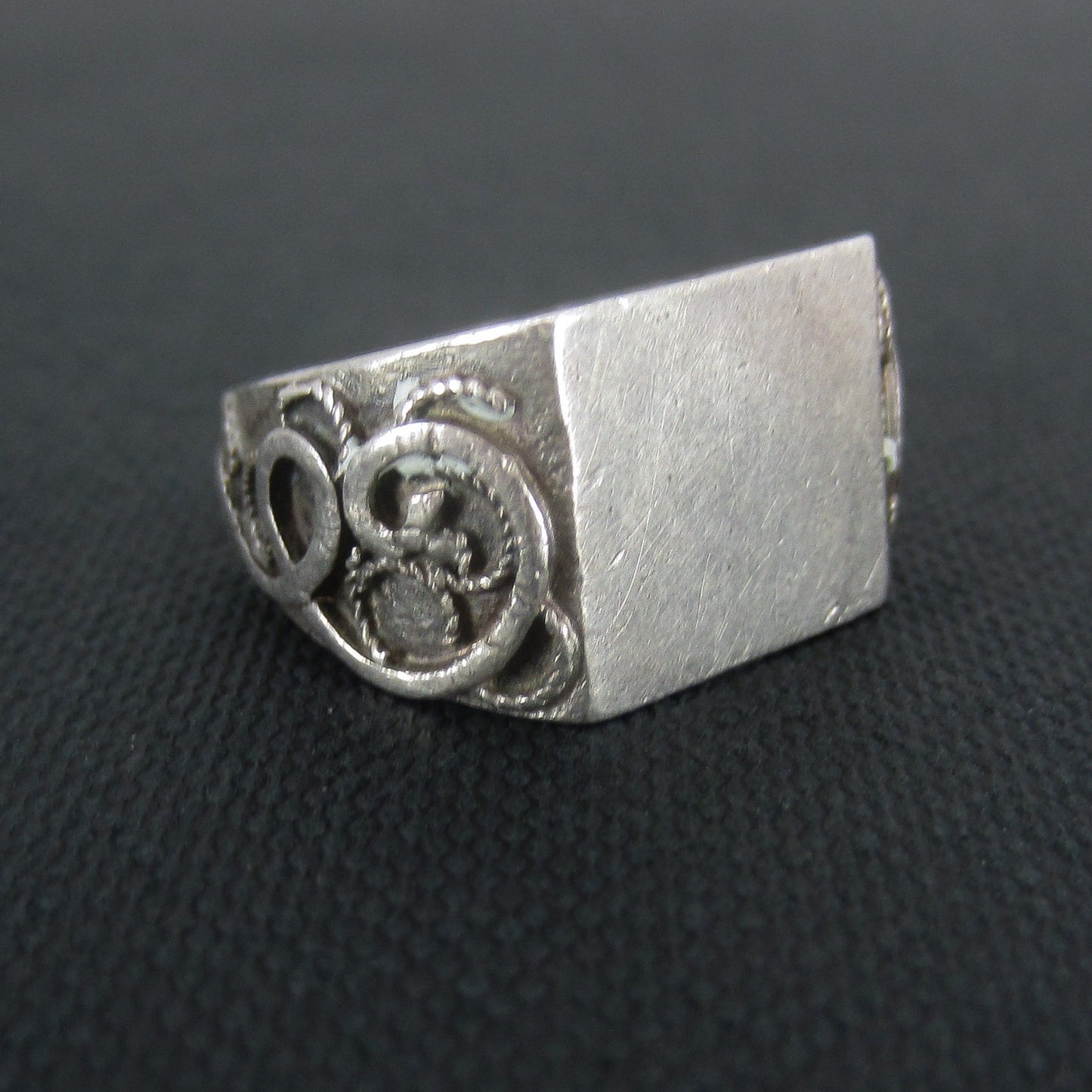 SOLD-Art Deco French Signet Ring Sterling c. 1920