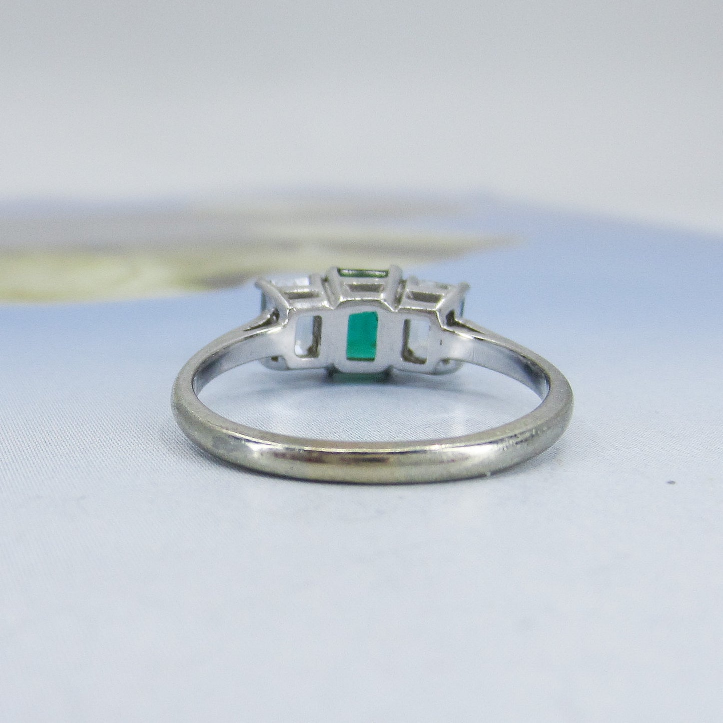 SOLD Vintage Mid-Century Emerald and Diamond Ring 18k/Plat c. 1950