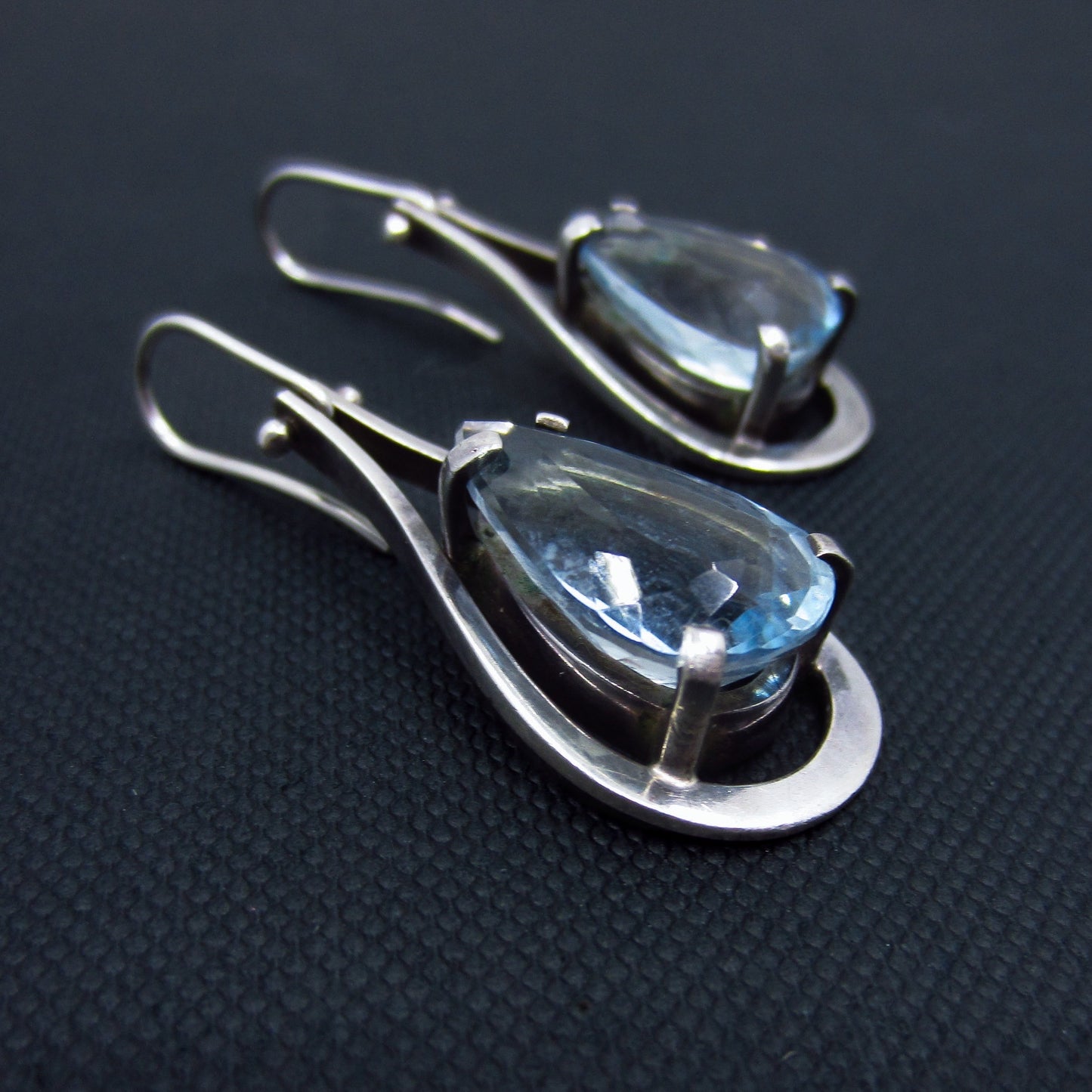 SOLD—Topaz Teardrop Earrings Sterling c. 1990