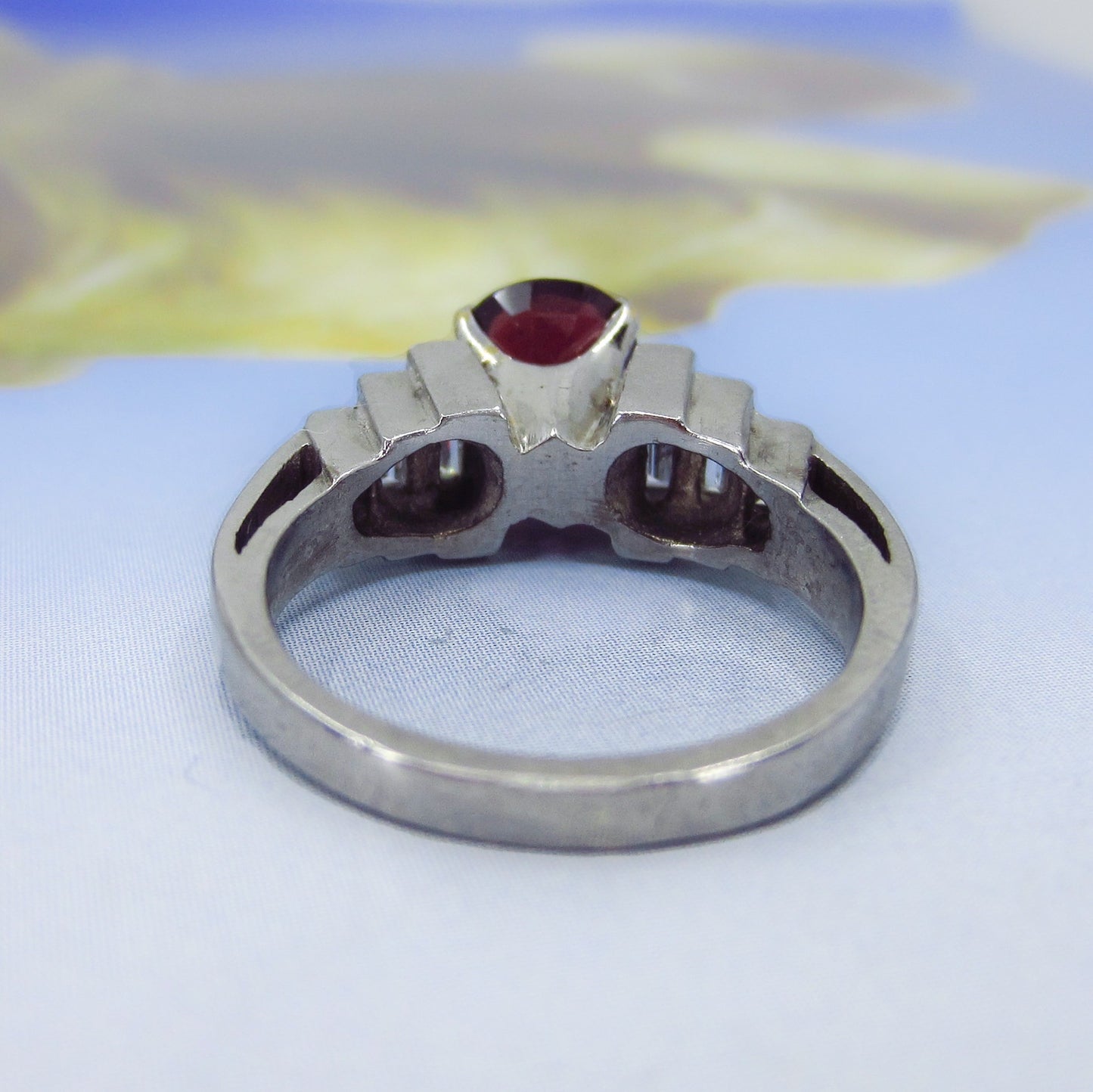 Mid-Century Ruby and Diamond Ring Platinum/18k c. 1950