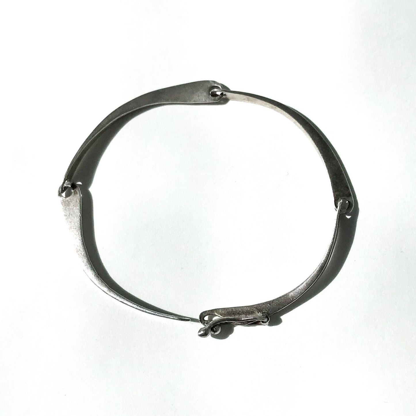 SOLD--Vintage Modernist Segmented Curve Bracelet Sterling c. 1960
