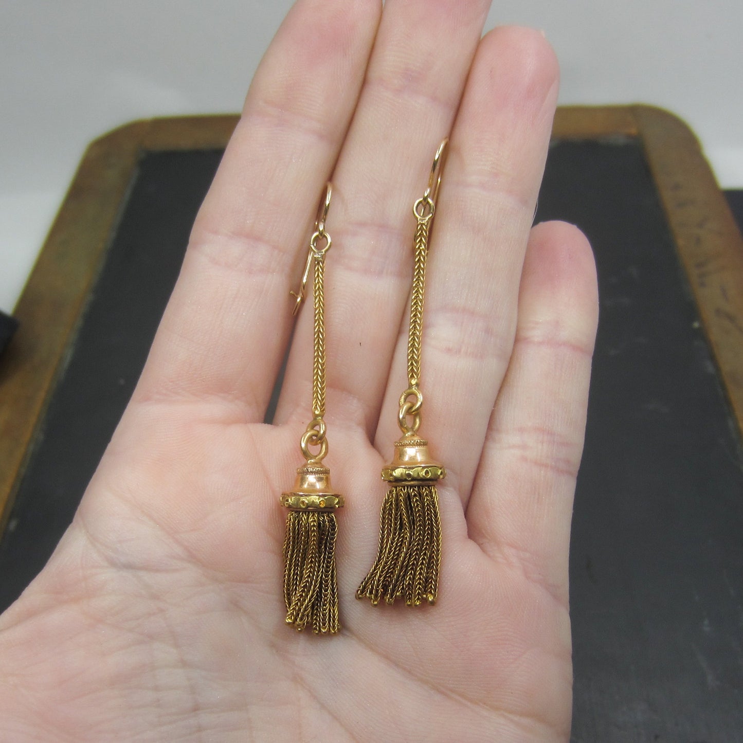 SOLD--Victorian Tassel Earrings 18k, French c. 1880
