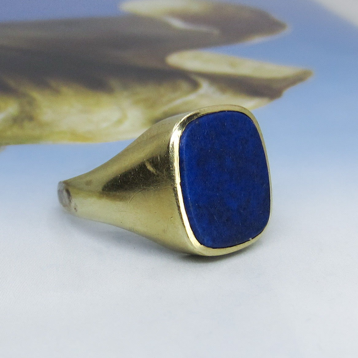 SOLD-Mid-Century Lapis Signet Ring 14k c. 1950