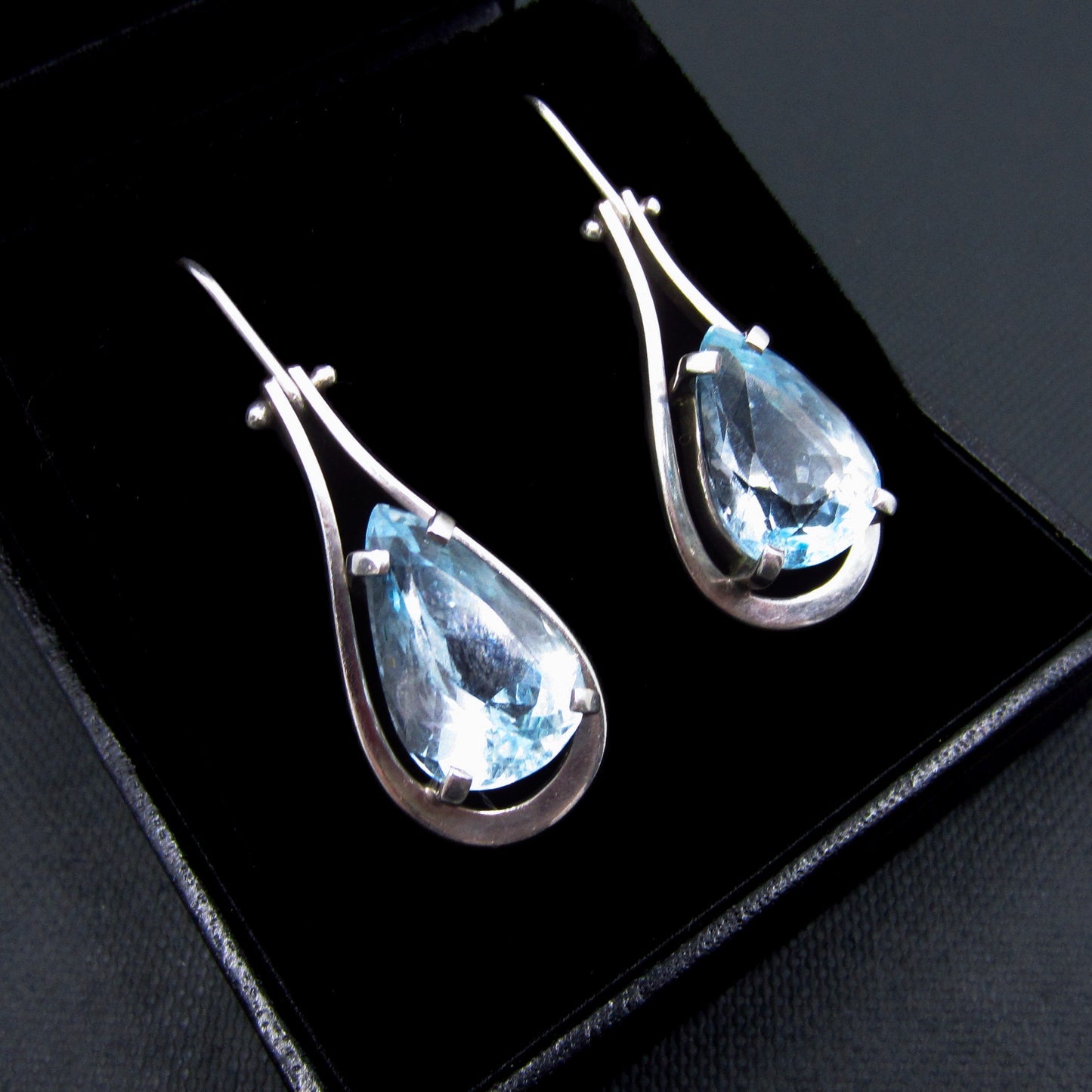 SOLD—Topaz Teardrop Earrings Sterling c. 1990