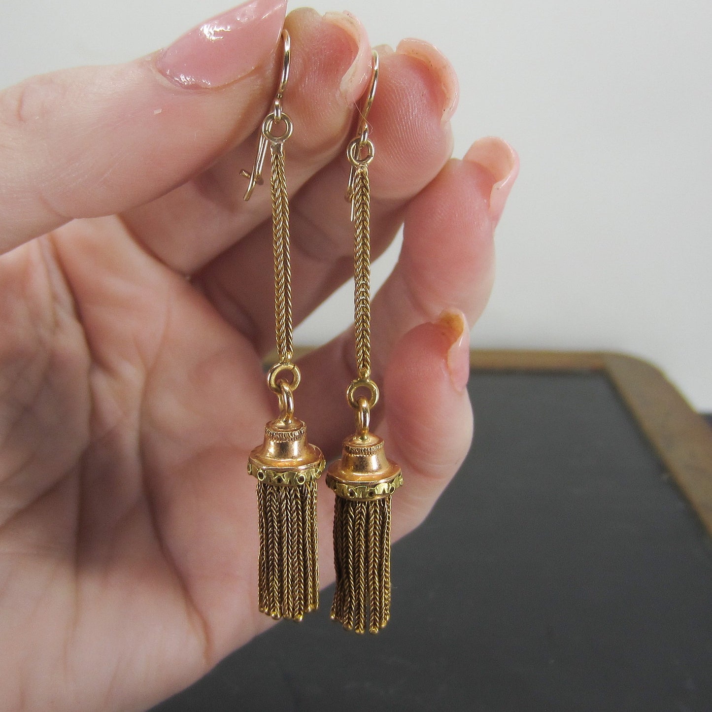 SOLD--Victorian Tassel Earrings 18k, French c. 1880