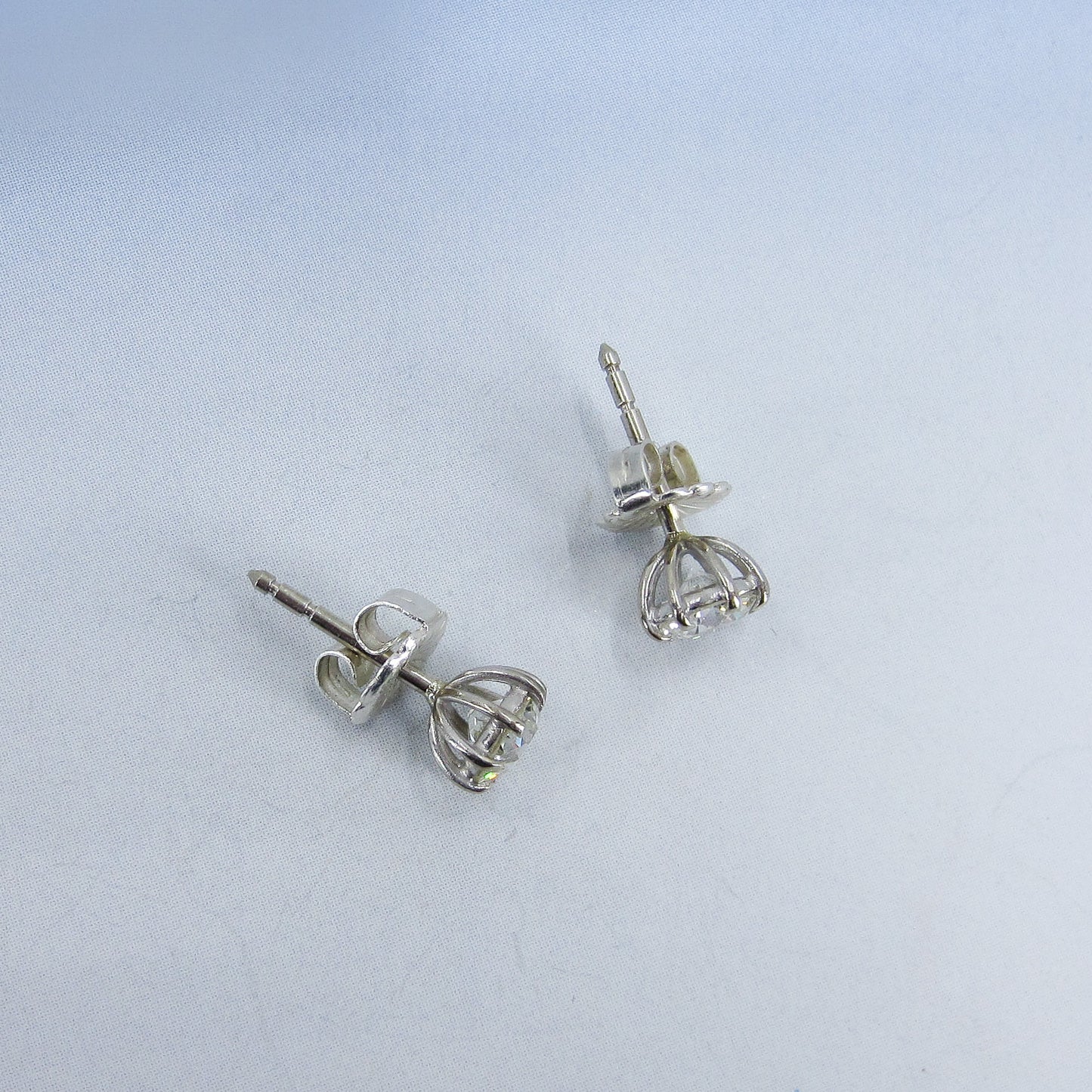 SOLD--Old European Cut Diamond Stud Earrings 14k