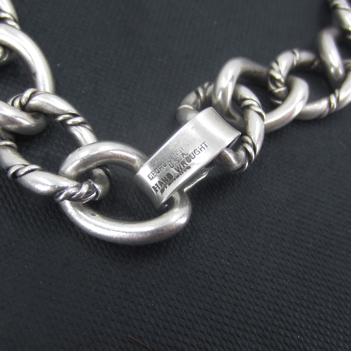 SOLD--MidCentury Georg Jensen USA Heavy Textured Link Chain Sterling c. 1960