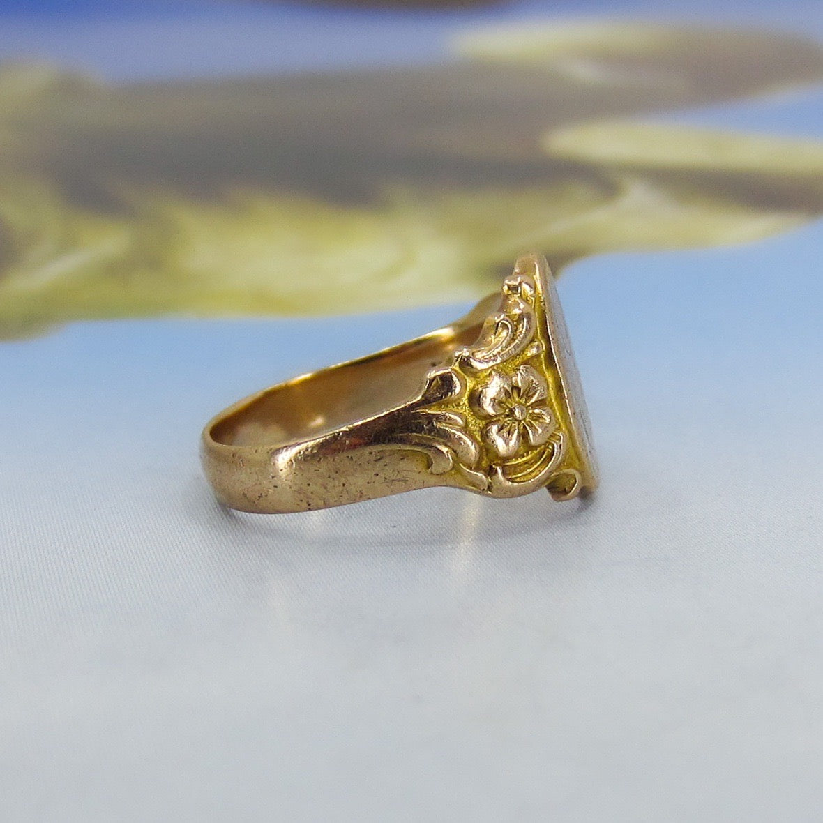 SOLD--Art Deco Signet Pinky Ring 10k c. 1920