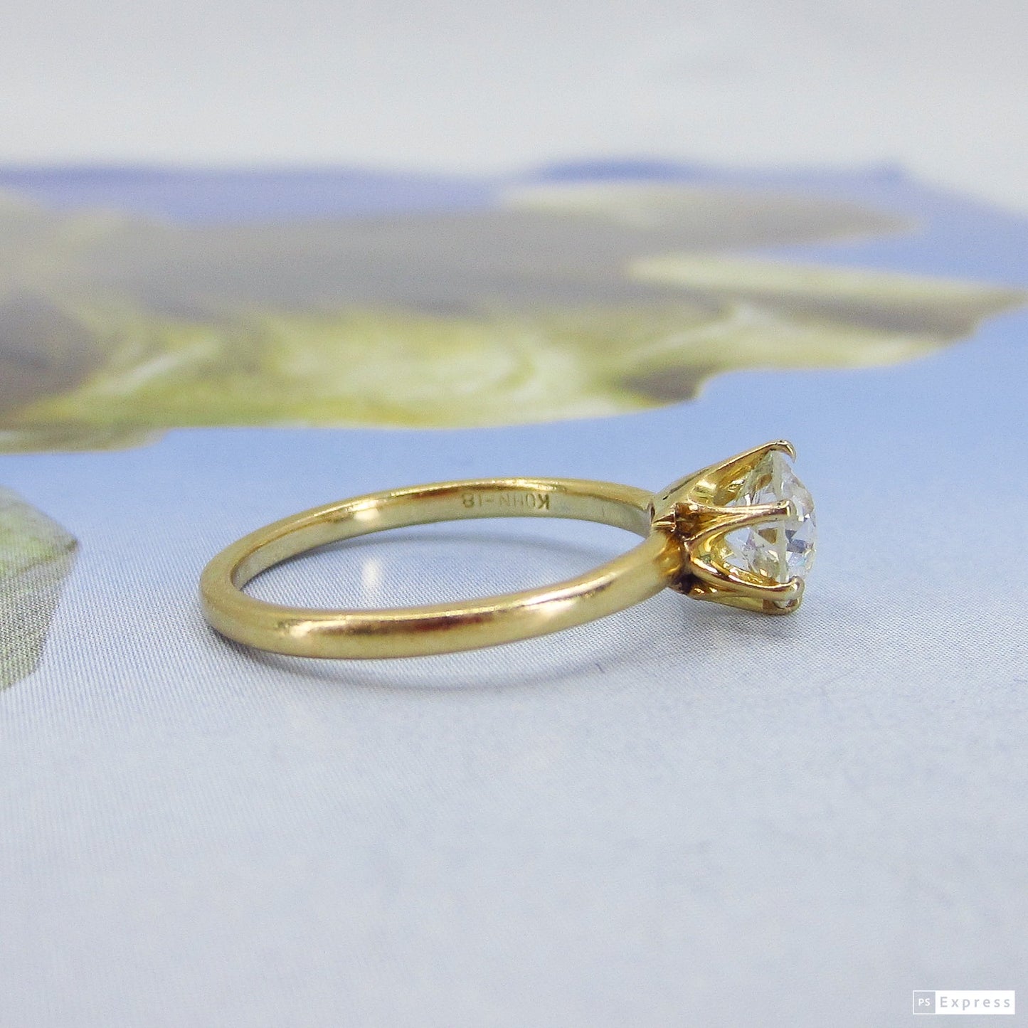 SOLD-Edwardian Old European .75ct Engagement Ring 18k, Kohn c. 1900