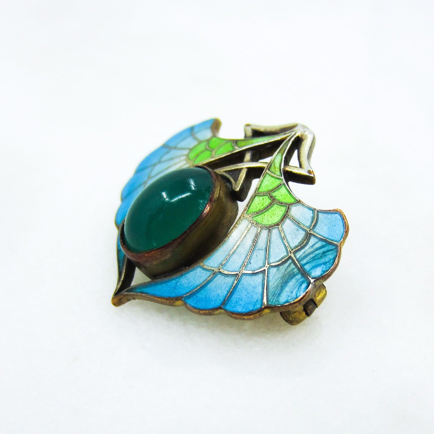 SOLD--Art Nouveau Enamel Brooch Gilt Sterling c. 1890