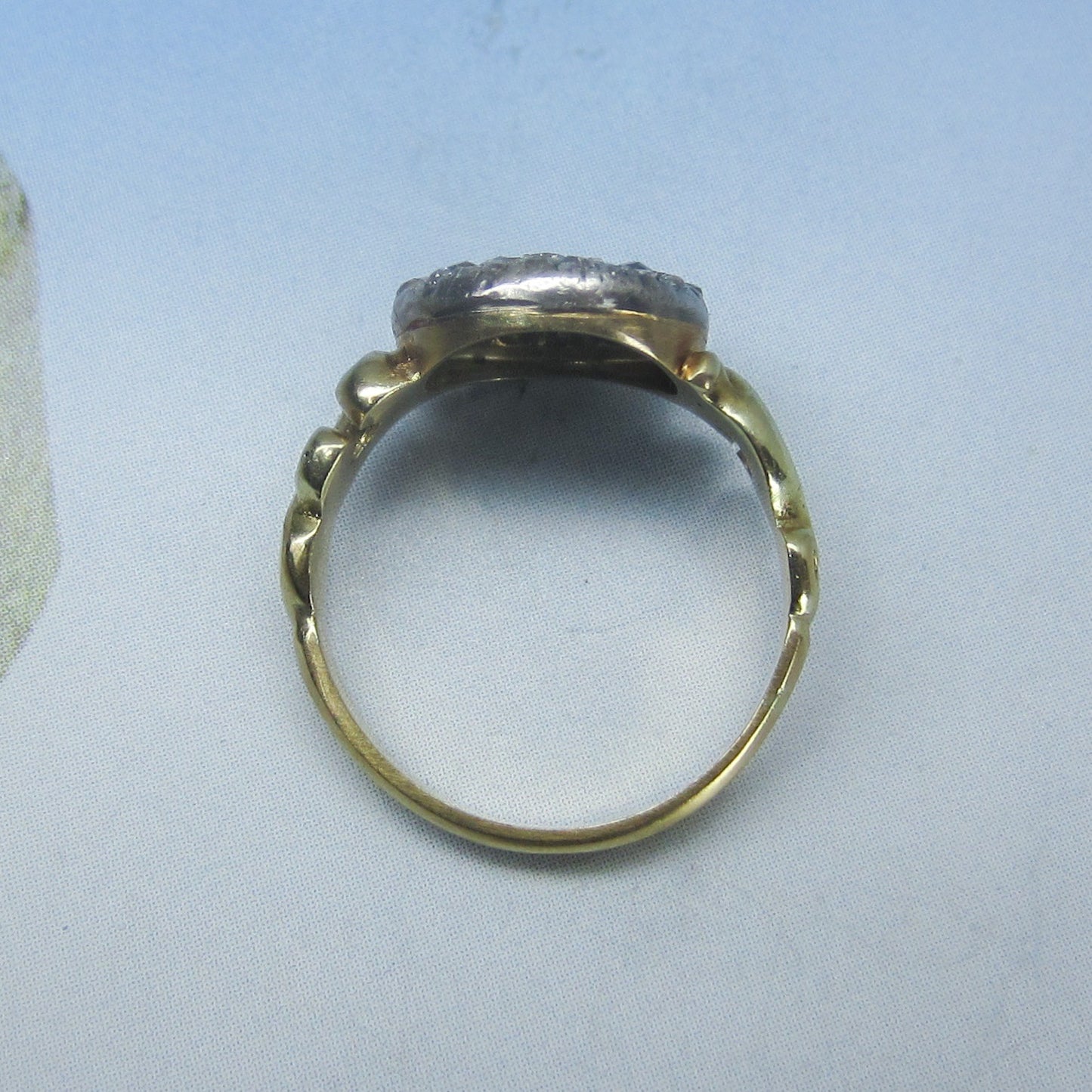 SOLD--Victorian Diamond Cluster Ring Silver/18k c. 1890