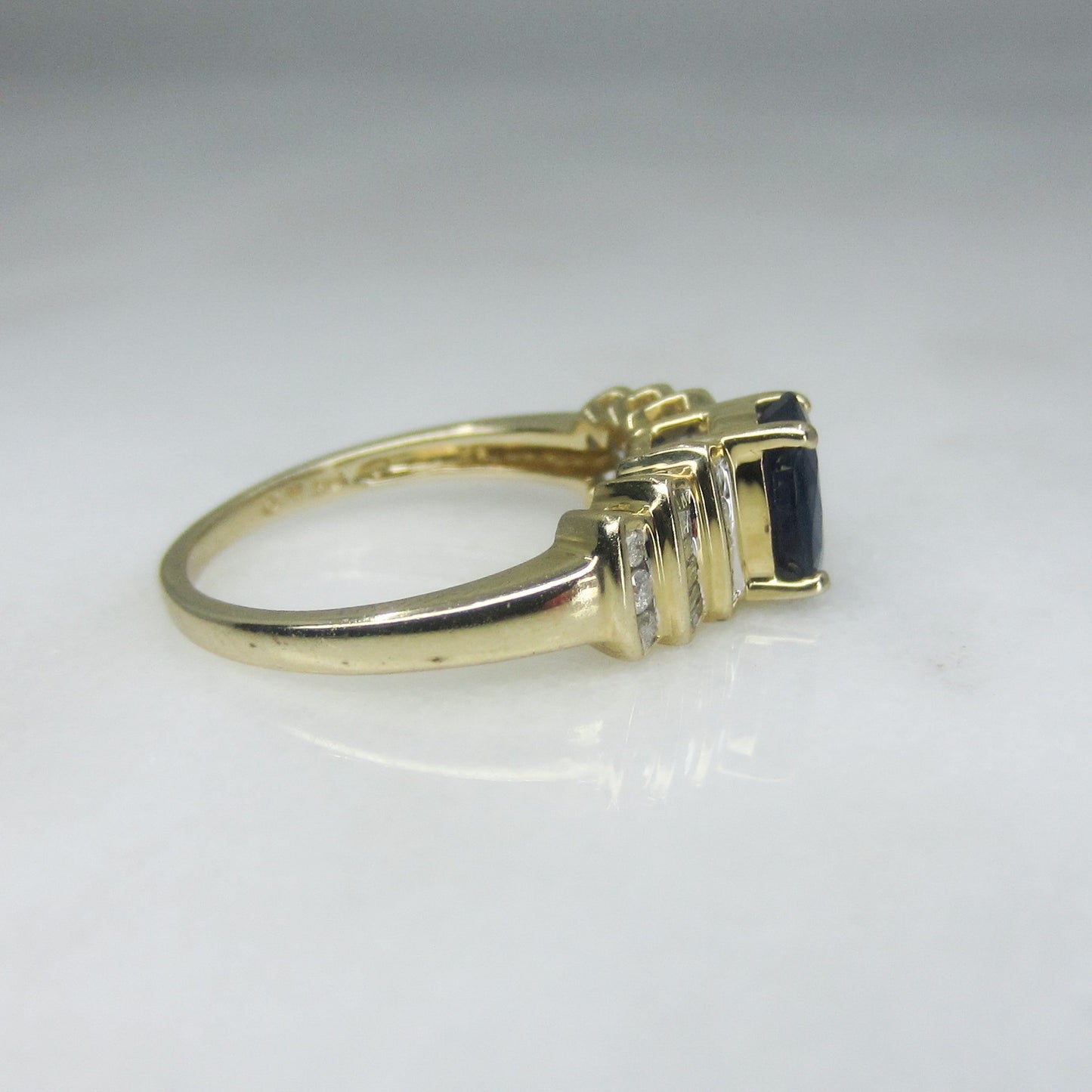 SOLD--Vintage Sapphire and Diamond Ring 14k c. 1980