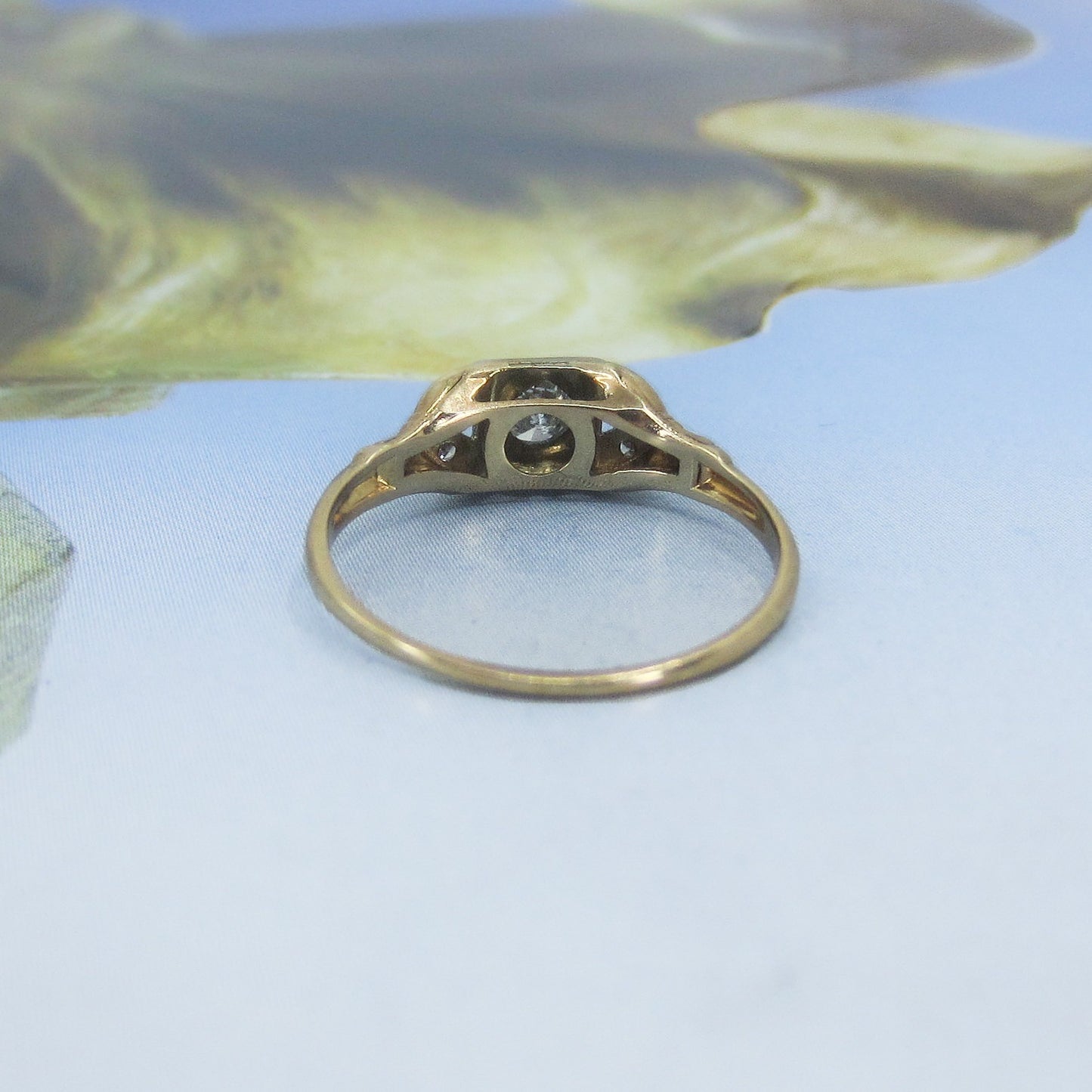 SOLD--Art Deco Diamond Ring 14k c. 1930