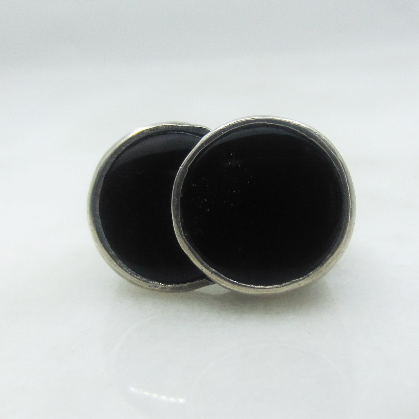 SOLD--Modernist Onyx Circles Ring Sterling c. 1970