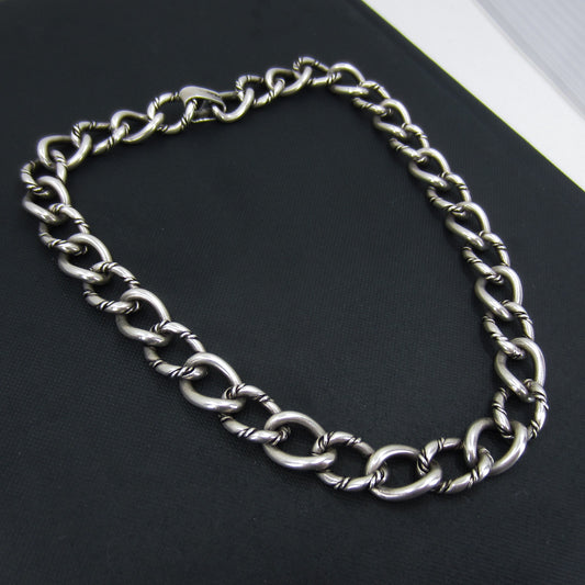 SOLD--MidCentury Georg Jensen USA Heavy Textured Link Chain Sterling c. 1960