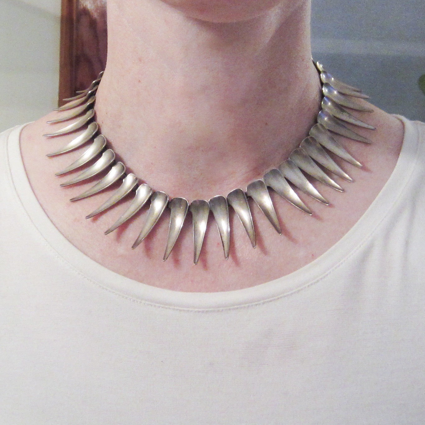 SOLD--Modernist Atomic Age Necklace Sterling Silver, Sweden, Atelier Borgila c. 1958