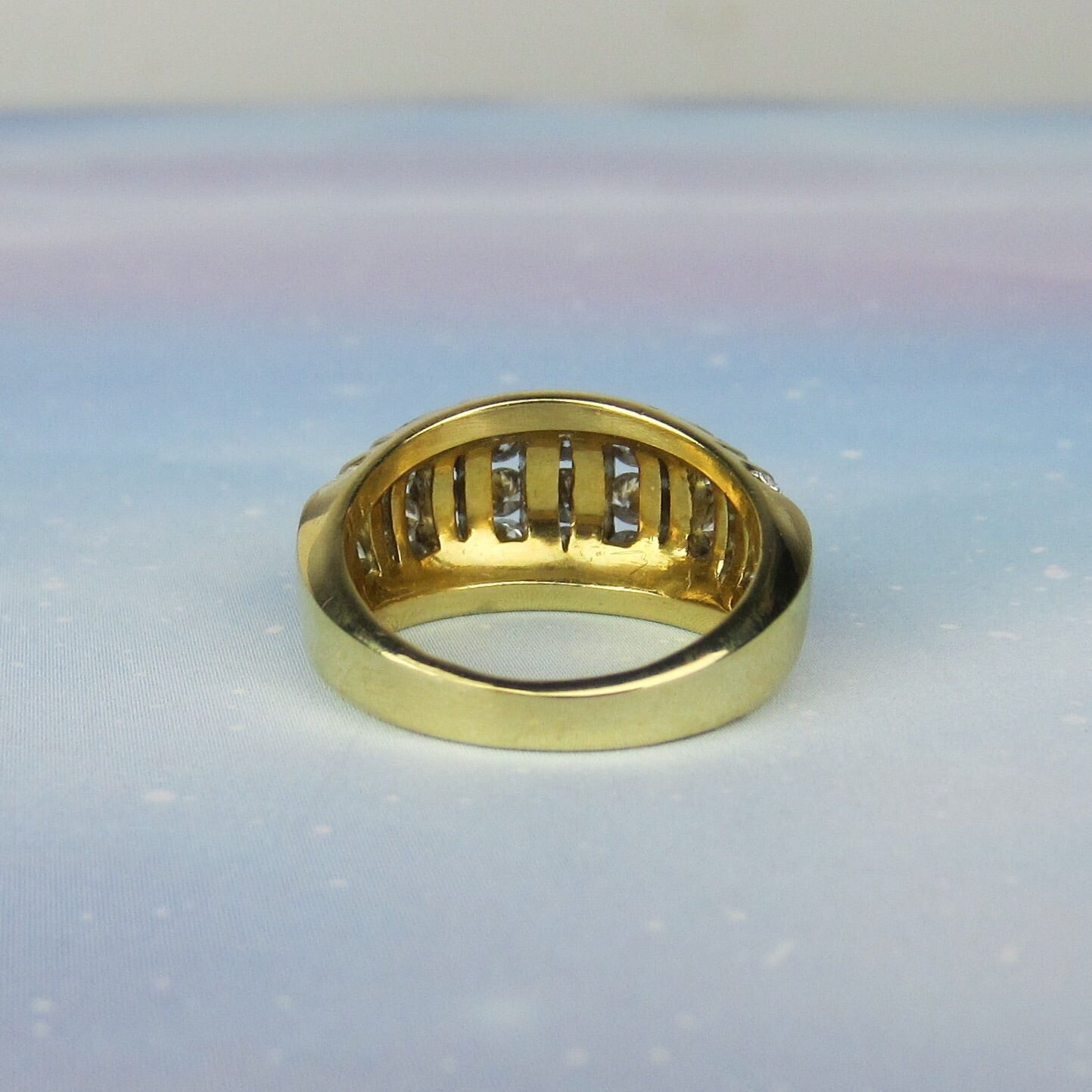 SOLD--Vintage Chunky Channel Set Diamond Ring 18k c. 1990