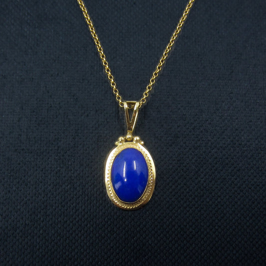 SOLD--Vintage Lapis Pendant 18k, Italy c. 1980