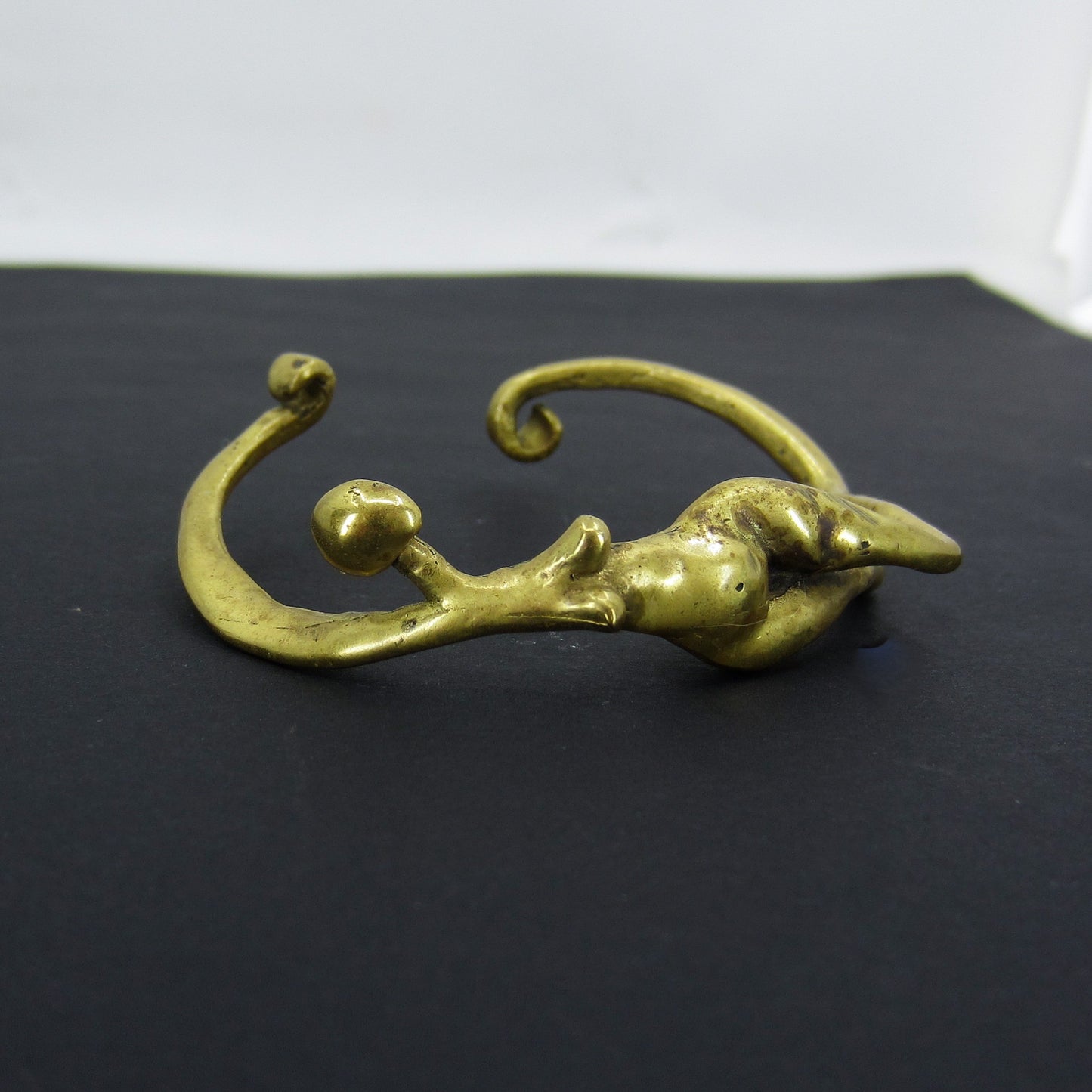 SOLD--Vintage Brutalist Carl Tasha Figural Bronze Cuff c. 1970’s