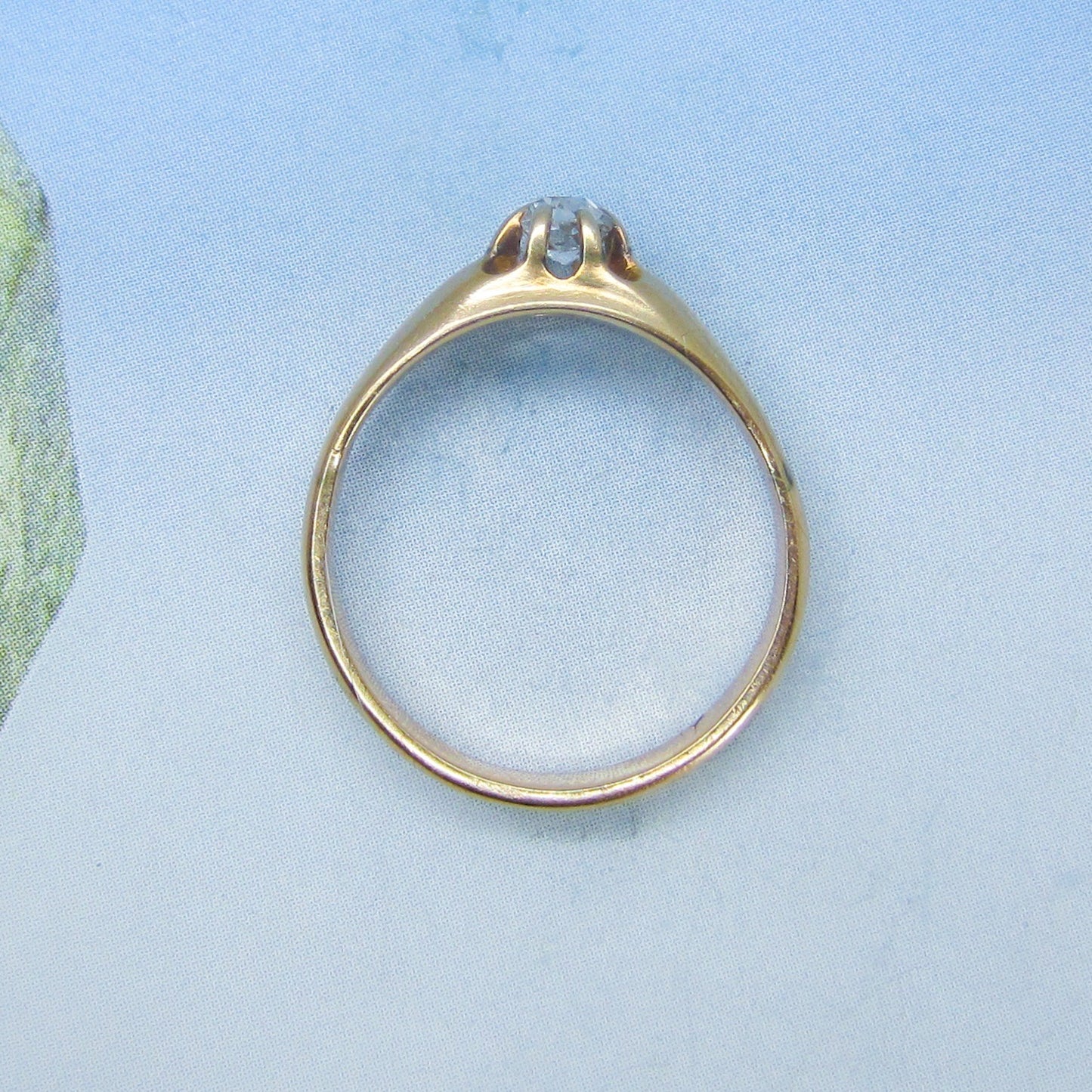 Victorian Old Mine Diamond Solitaire Ring 14k c. 1880