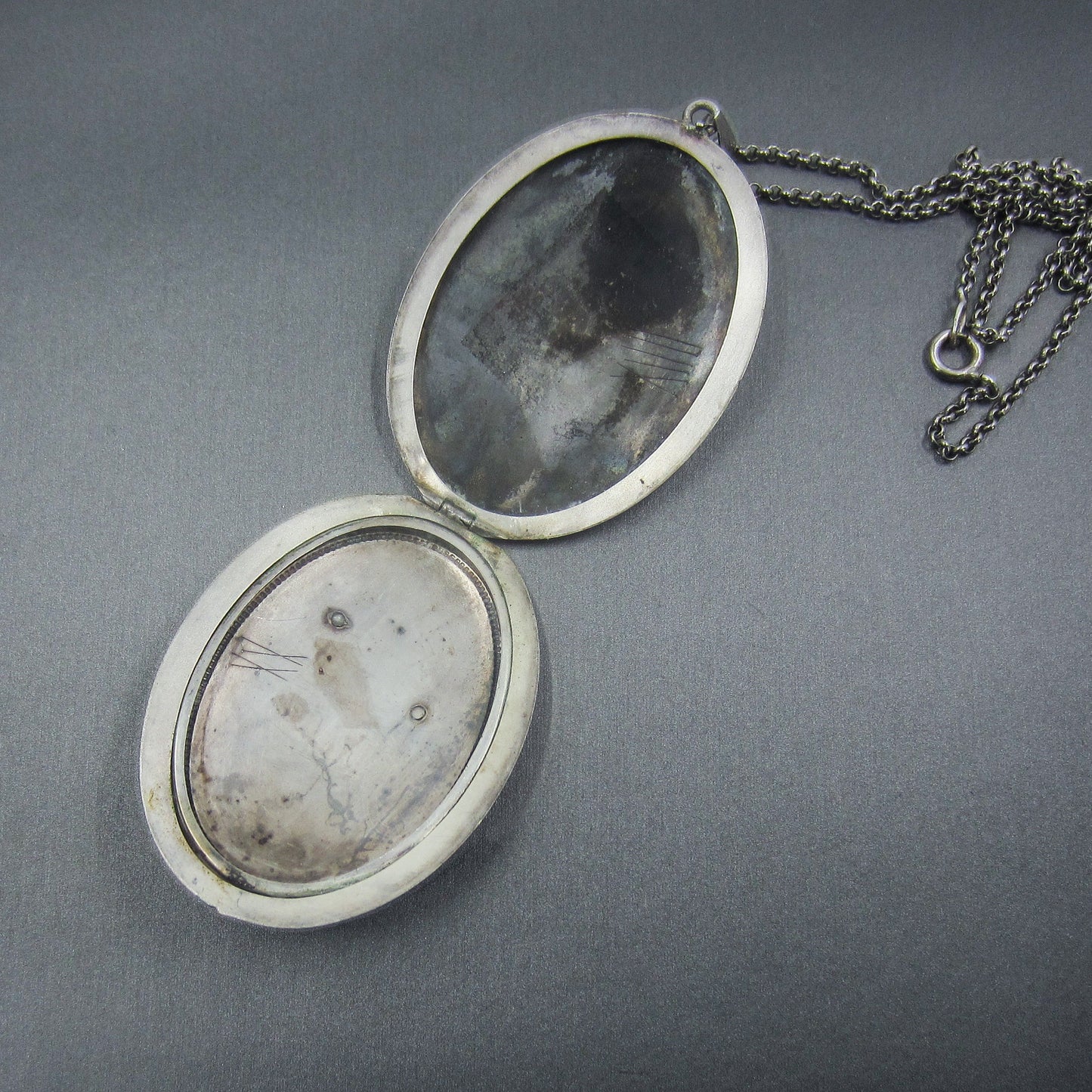 SOLD--Large Jugendstil Locket 800 Silver, Germany c. 1890