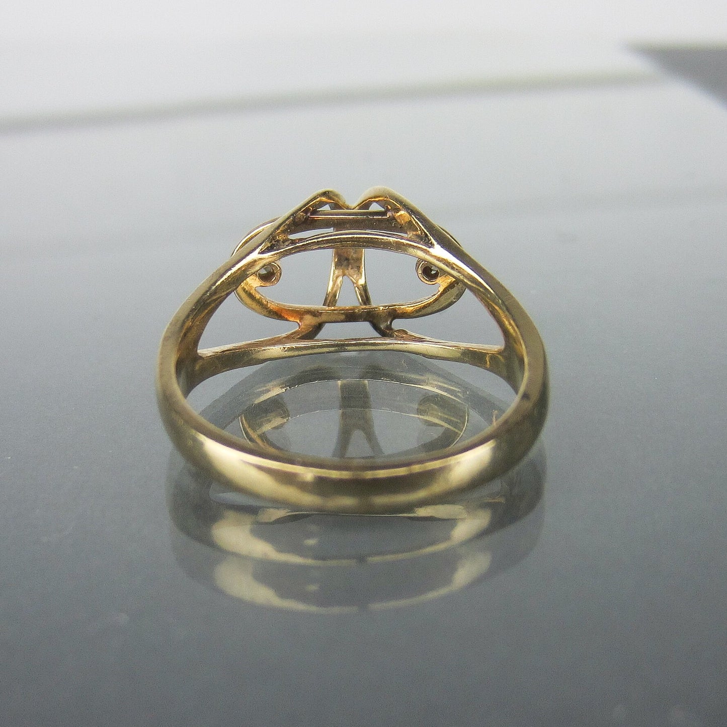 SOLD--Modernist Diamond Sculptural Ring 14k c. 1960