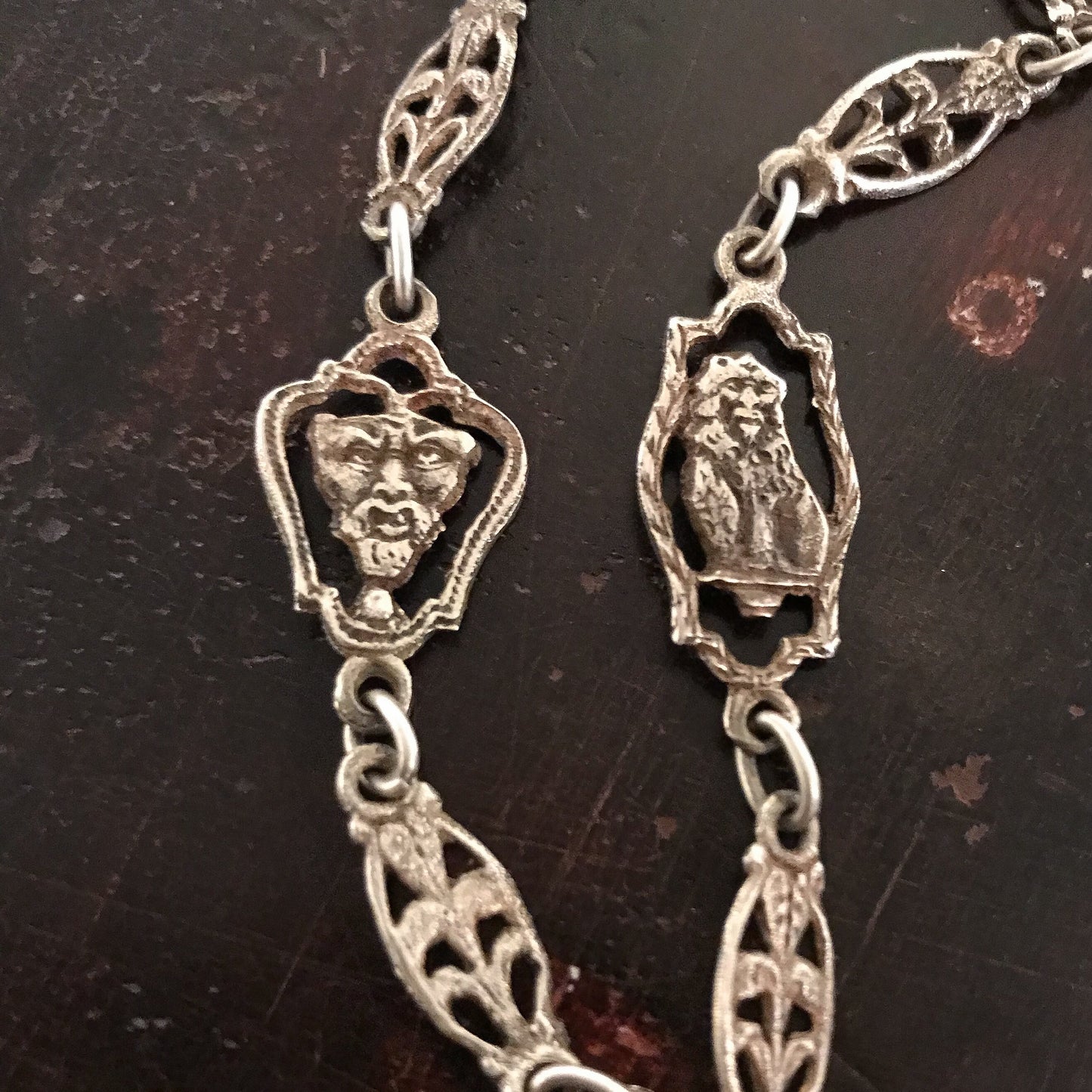 Antique Italian Grand Tour 42" Souvenir Chain, Silver c. 1920